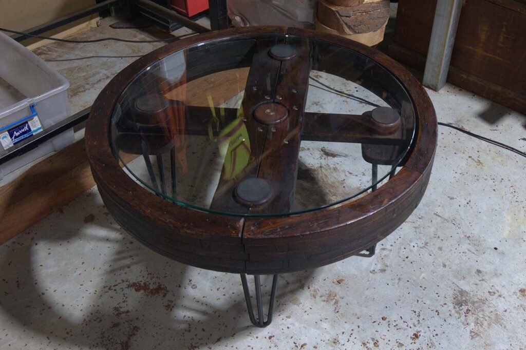 Industrial Pulley Coffee Table