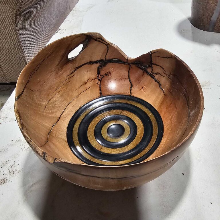 spiral turned wooden bowl
